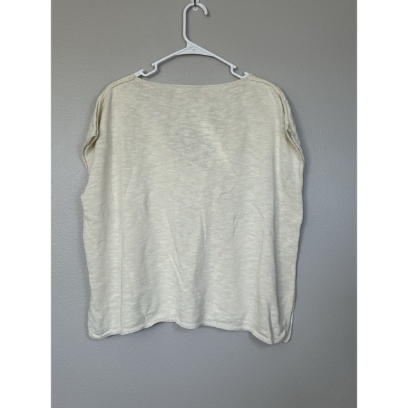 FP Beach Marina Del Sol Sweater Top Cream small oversized boho Beach Preppy Knit - Picture 4 of 12